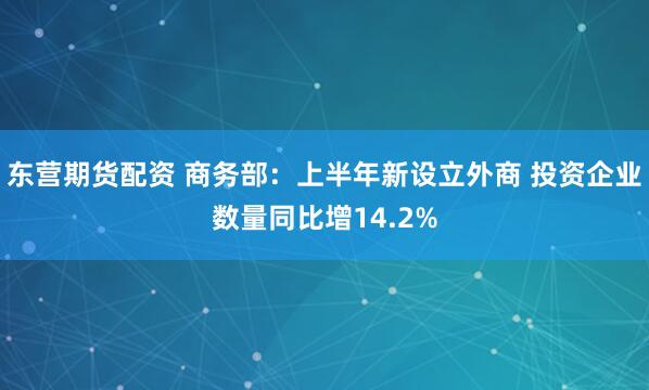 东营期货配资 商务部：上半年新设立外商 投资企业数量同比增14.2%